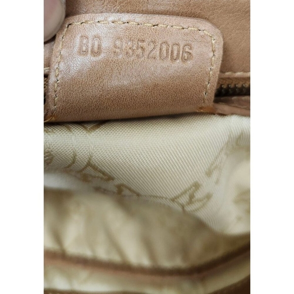 TRUSSARDI Beige Leather Baguette Clip Shopper Shoulder Push Lock Handbag Womens - Picture 6 of 16